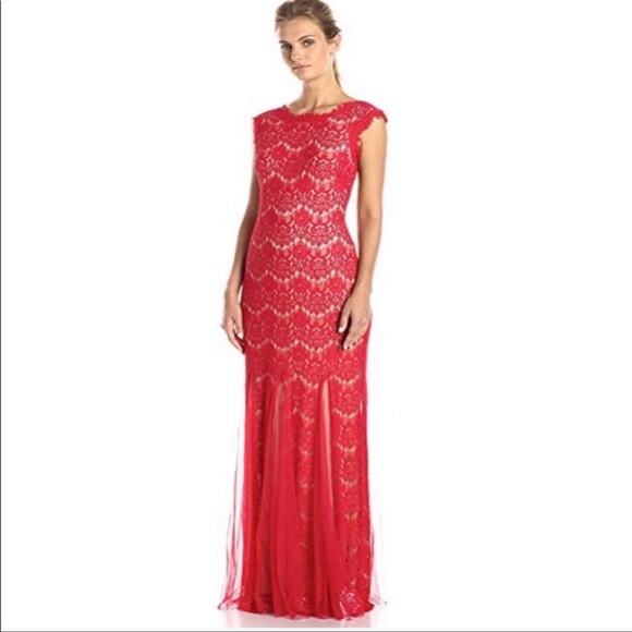 Betsey & Adam Lace Cocktail  Red  Gown Size 6 - Picture 1 of 15